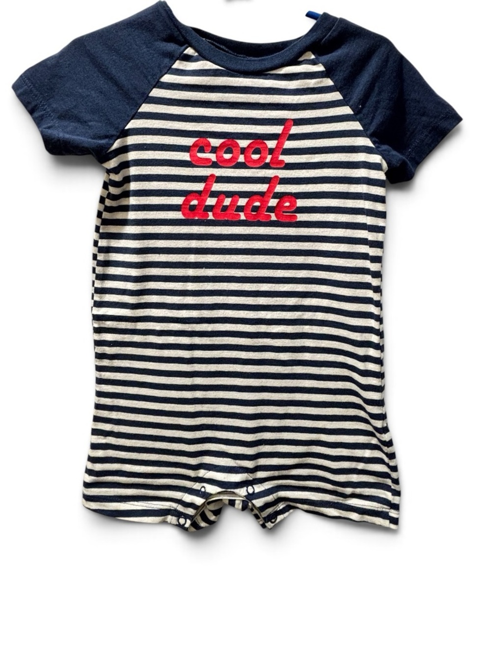 🎉 (18m) Okie Dokie Navy & White Stripe 'Cool Dude' Romper